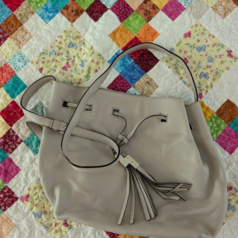 Kate Spade Light Gray Leather Shoulder Bag - Picture 1 of 5